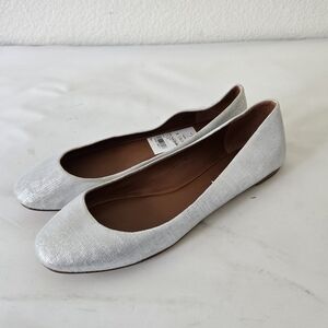 Via‎ Spiga Lilac Sulver Ballet Flats Linen Leather Round Toe Classic size 7.5
